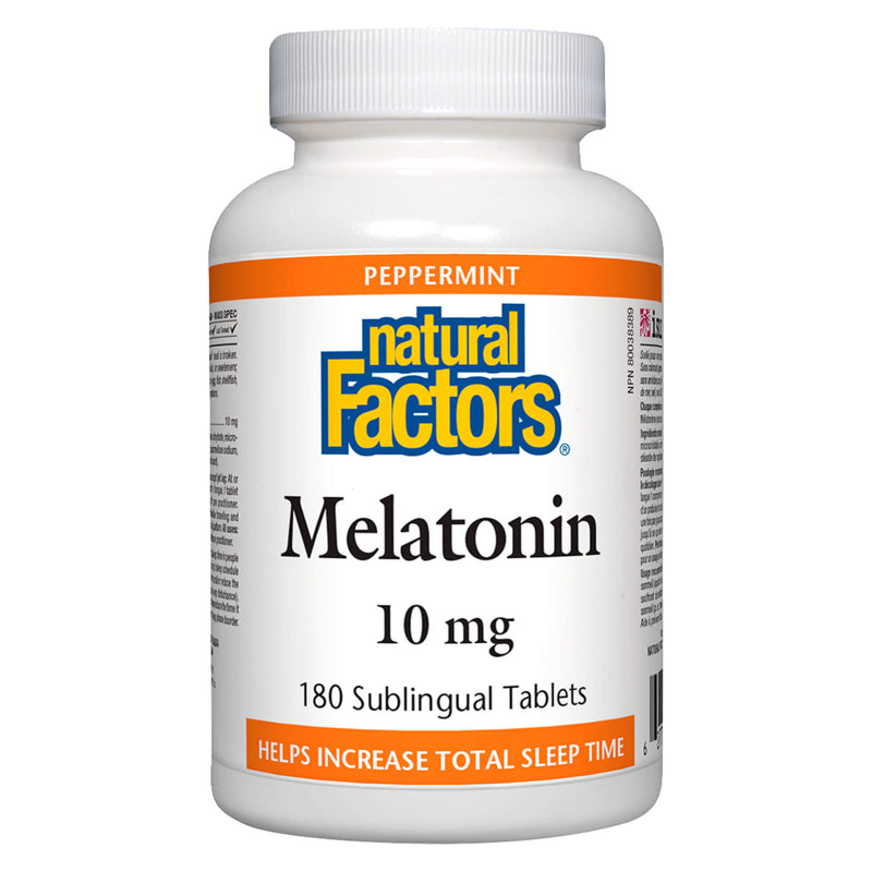 NaturalFactors Melatonin Peppermint 10mg 180SublingualTablets