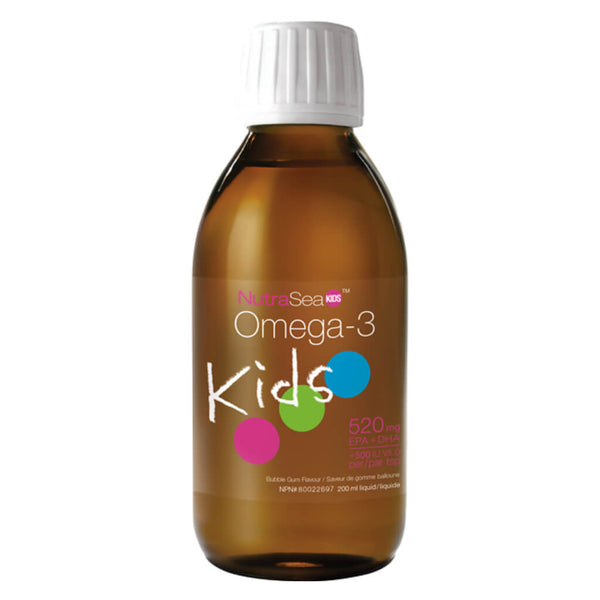 Bottle of Omega-3 Kids Liquid Bubble Gum 200 Milliliters