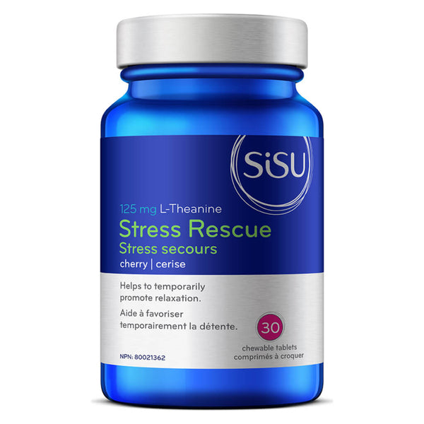 Bottle of Stress Rescue L-Theanine 125 mg Cherry 30 Chewables