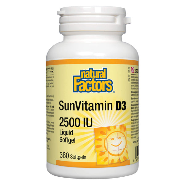 Natural Factors SunVitamin D3 2500 IU (360 Softgels) | Optimum Health Vitamins, Canada