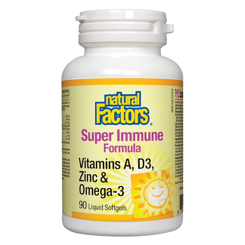 Bottle of Natural Factors Super Immune Complex 90 Liquid Softgels