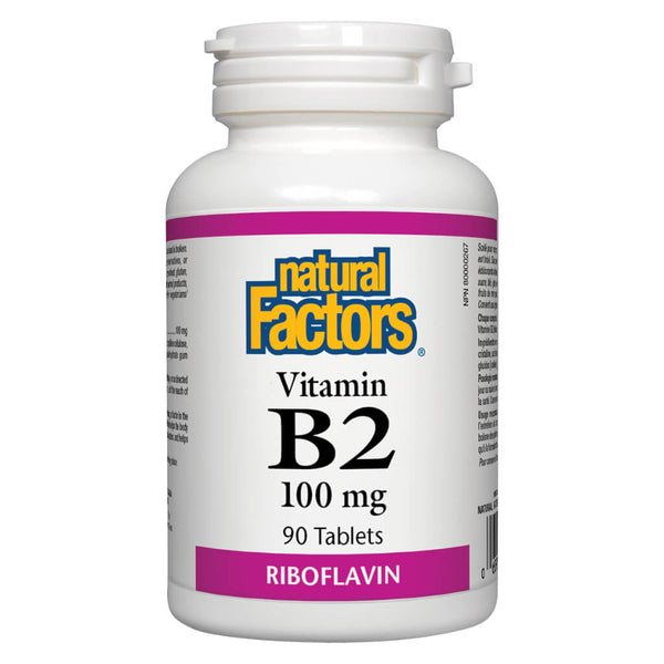 Bottle of Natural Factors Vitamin B2 Riboflavin 100 mg 90 Tablets