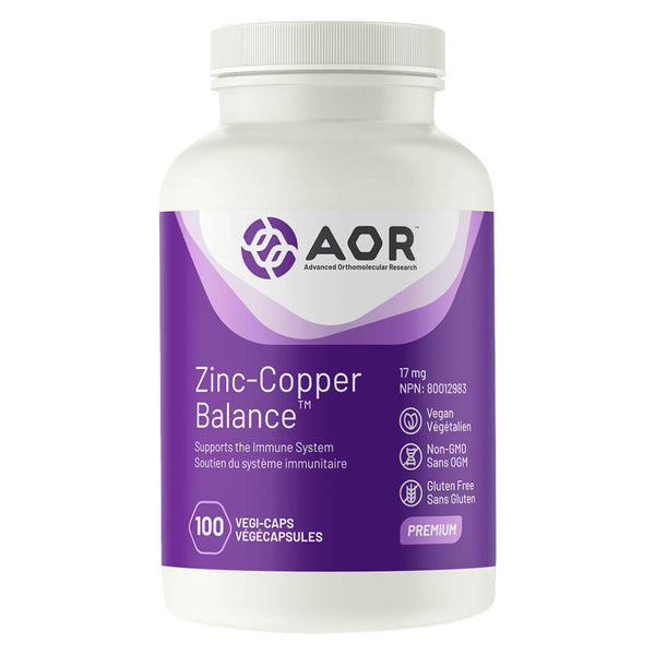 Bottle of AOR Zinc-Copper Balance™ 17 mg 100 Capsules