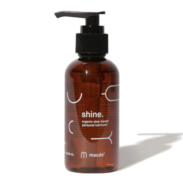 Bottle of Maude Shine Silicone Personal Lubricant 4 oz